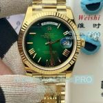 PPM Swiss Copy Gain Weight Rolex Day-Date II President 3255 Green Dial Gold Watch 
